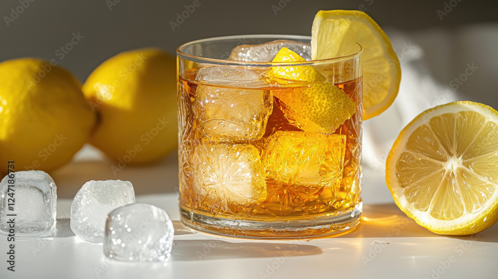 Iced_tea_with_lemon_slices_and_ice_cubes.