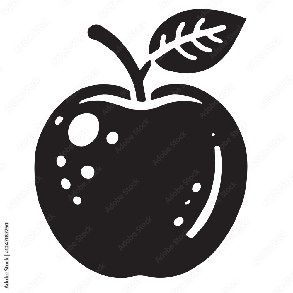 Obraz premium An apple black vector illustration