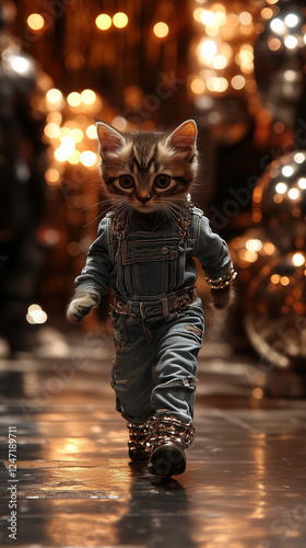 a modeling cat on the street