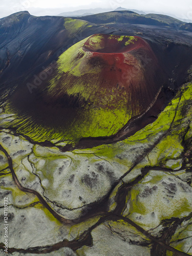 Apple-shaped crater in the Highlands of Iceland
