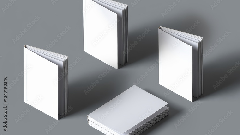 A creative assembly of blank books arranged in a circle, showcasing a minimalistic design. Perfect for illustrating concepts of imagination and creativity. A creative assembly of blank books arranged in a circle, showcasing a minimalistic design. Perfect for illustrating concepts of imagination and creativity.