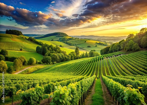 Wallpaper Mural Stunning Vineyard Landscape, Countryside, AI Photography Torontodigital.ca