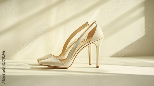 Close-up of a pair of high heels isolated on a white surface, ideal for footwear accessory marketing.