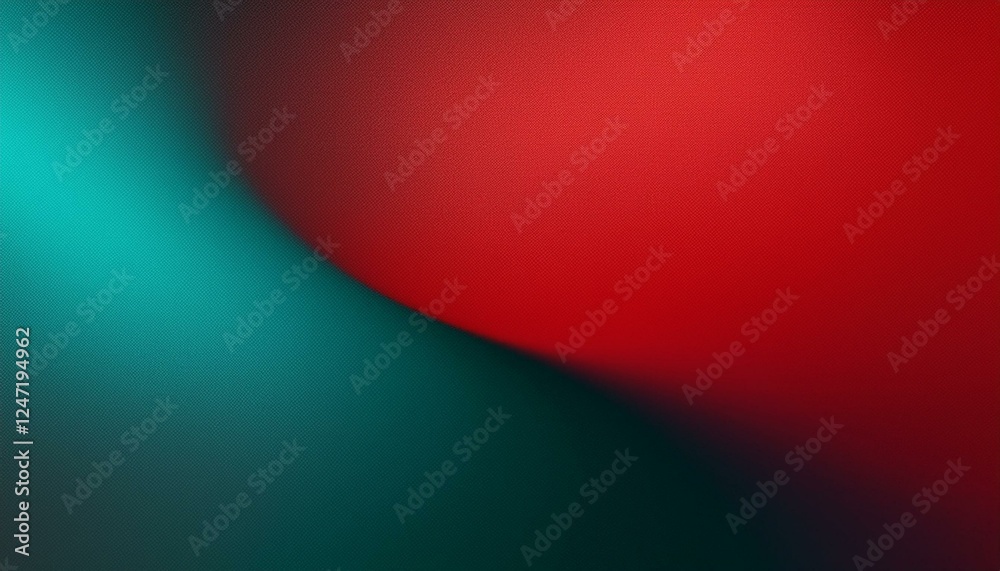 Obraz premium Abstract grainy gradient background, red teal color shape, black backdrop, noisy texture, dark banner poster header design featuring a bold red blending into cool teal