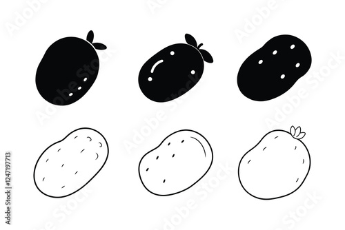 Potato Line Art Vector Outline Illustration