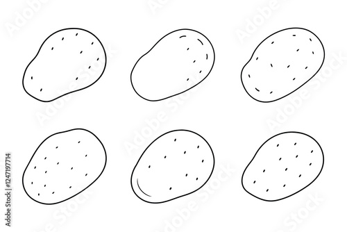 Potato Line Art Vector Outline Illustration
