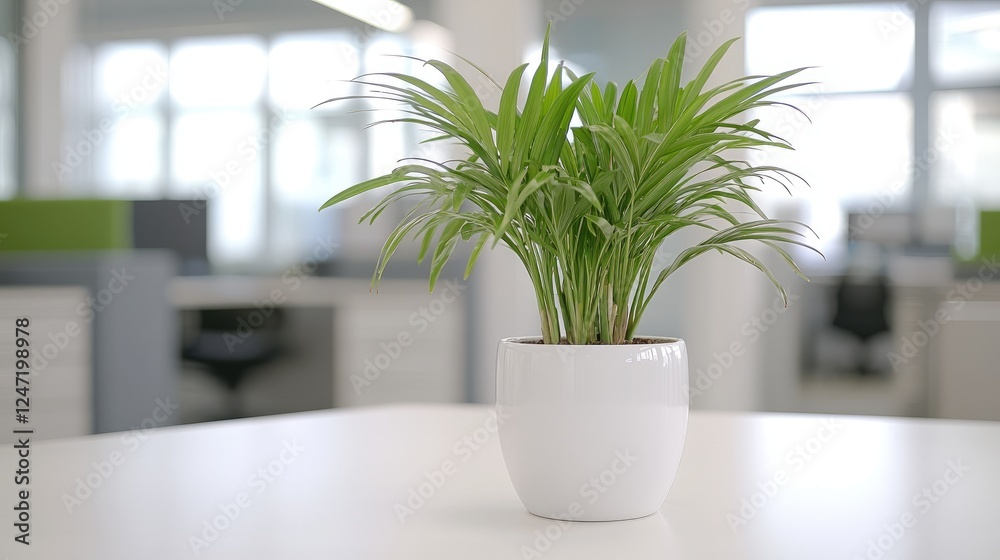 Fototapeta premium Office plant on table, modern workplace background