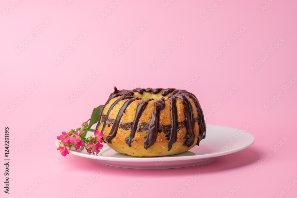 small marble cake with chocolate