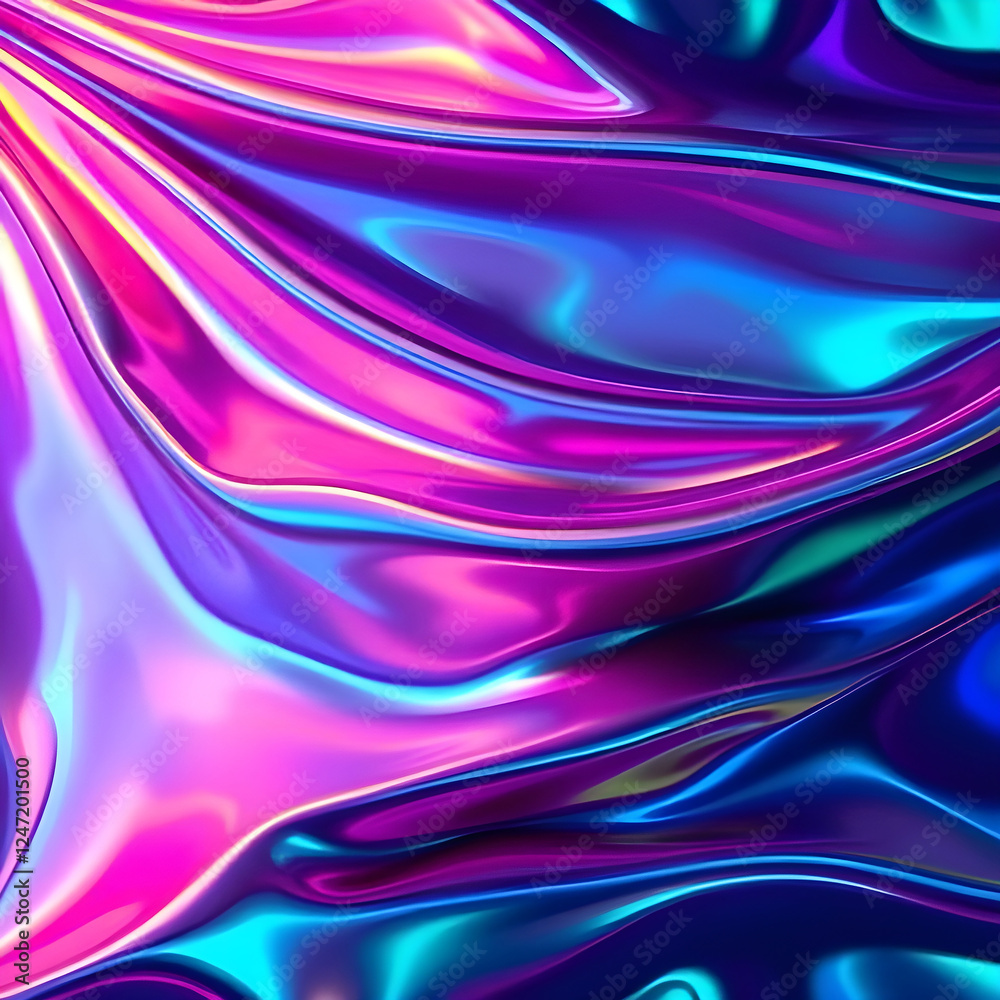Obraz premium Iridescent fabric background. Shiny mother of pearl fabric, bright multi-colored fabric