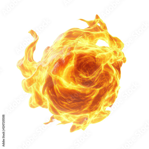 Spherical orb of swirling intense fire and burning energy
