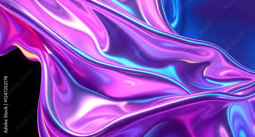 Fototapeta premium Iridescent fabric background. Shiny mother of pearl fabric, bright multi-colored fabric