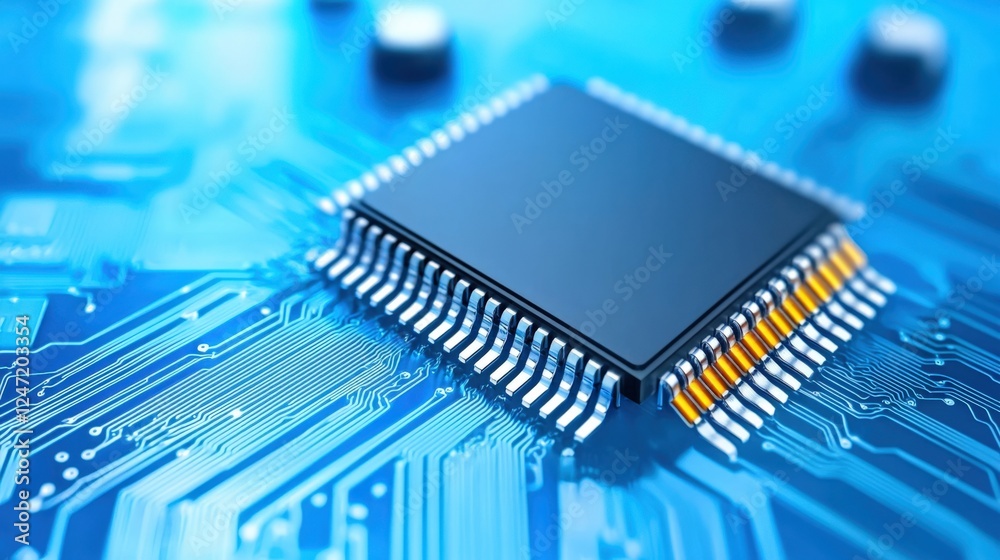 Innovative technology chip design digital circuit board high-resolution image futuristic environment close-up view tech advancement