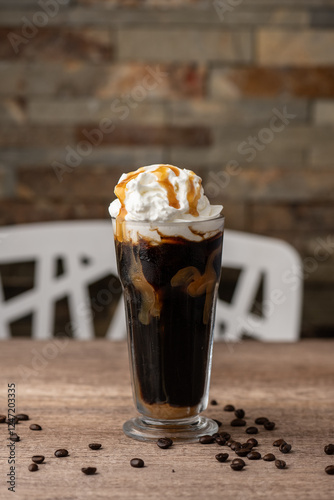 Obraz na płótnie Affogato coffee in a tall glass w salonie
