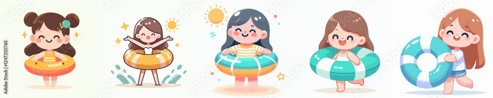 vector of a children wearing a summer life vest vector of a children wearing a summer life vest