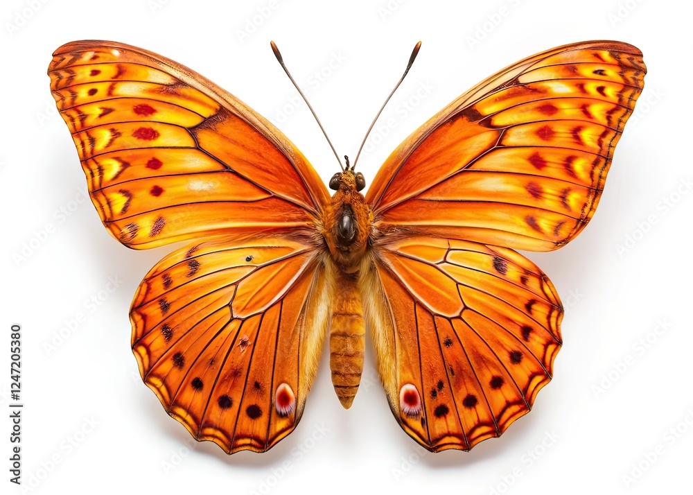 Fototapeta premium Surreal Orange Butterfly, Great Orange, Isolated, AI Photo, Fantasy, Abstract
