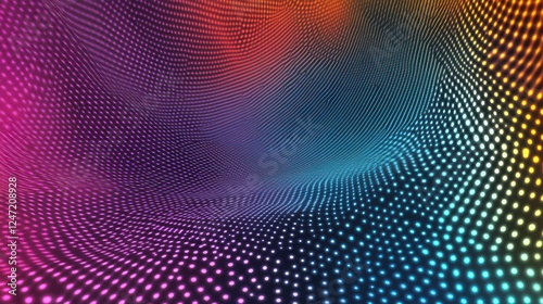 Wallpaper Mural Abstract Background with Colorful Glowing Dots on Wavy Surface Pattern Torontodigital.ca