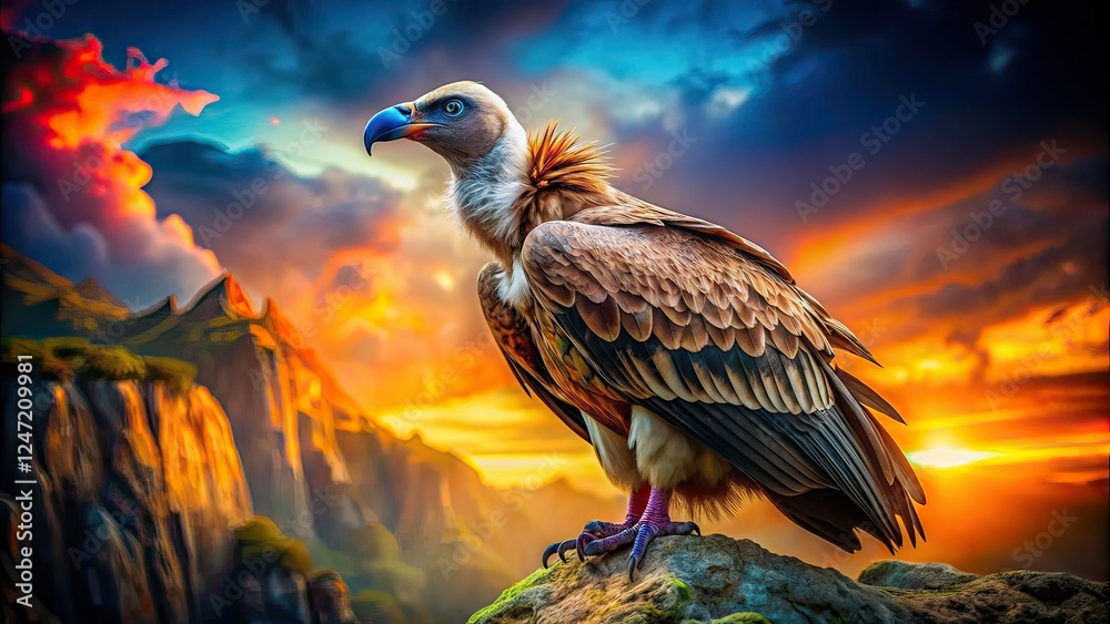Surreal Vulture Prey Hunt, Side View, AI Art Surreal Vulture Prey Hunt, Side View, AI Art