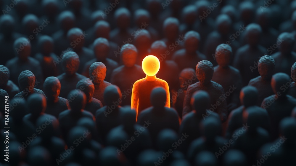 Fototapeta premium 3D render of one glowing person