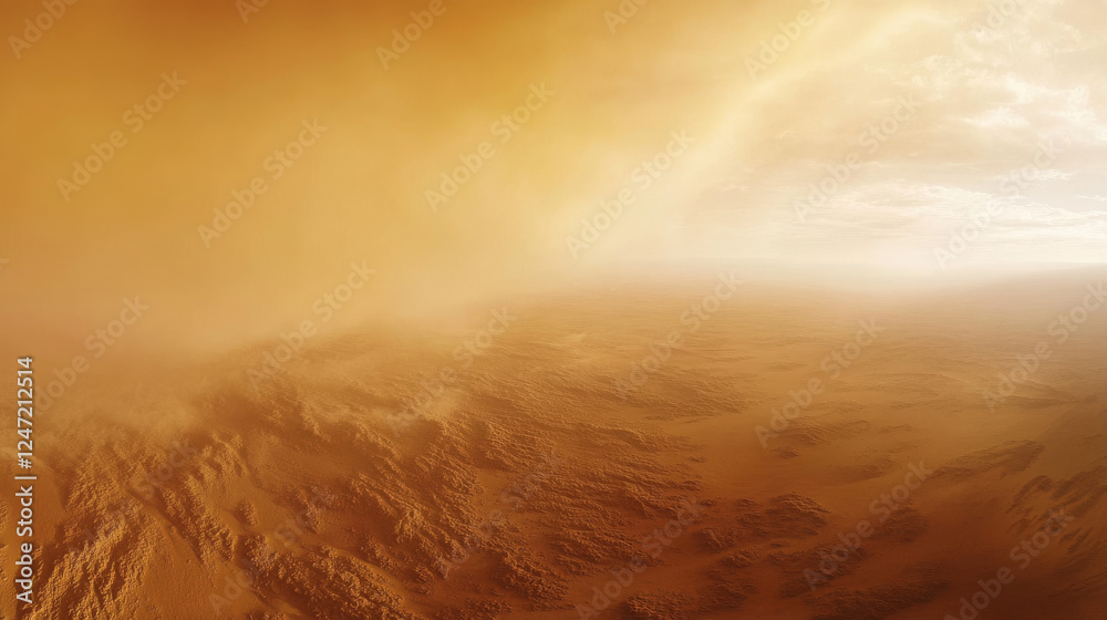 Fototapeta premium A panoramic view of a vast dust storm unfolding across the horizon