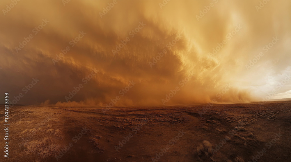 Fototapeta premium A sweeping panorama capturing the intensity of a dust storm