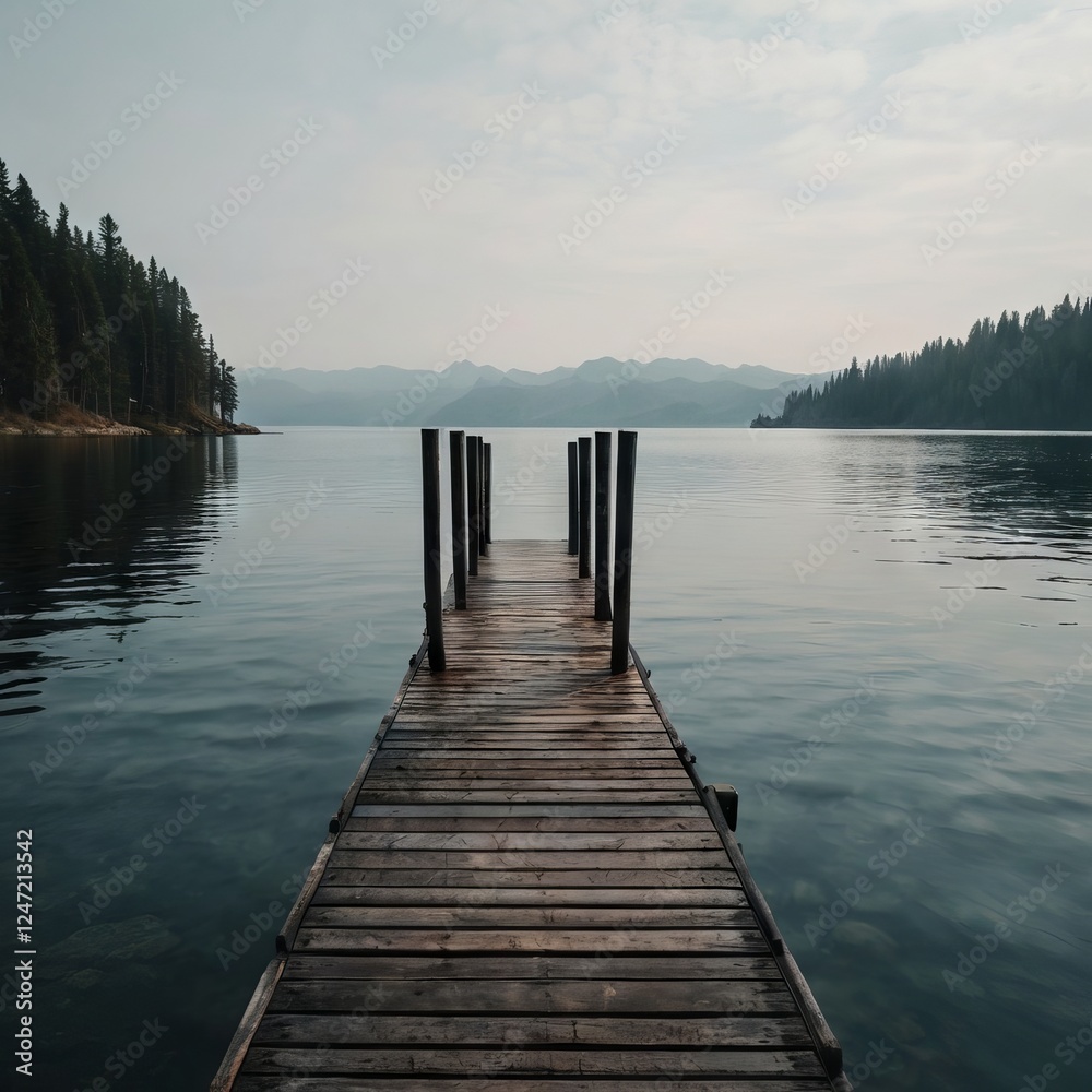 Naklejka premium pier on the lake