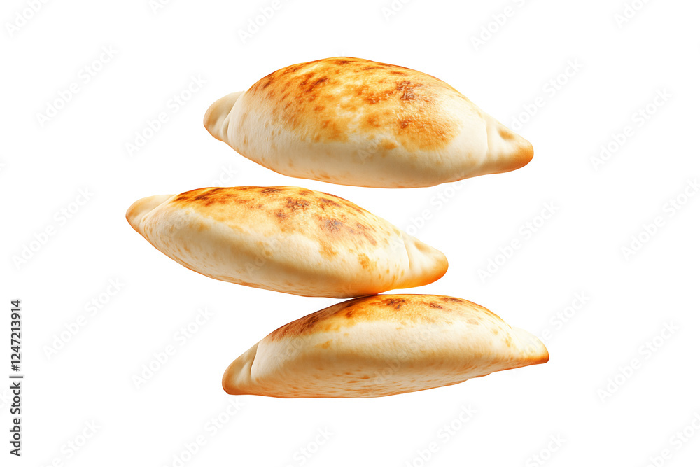 Set of freshly baked pita bread, isolated on white transparent background, concept of baked food. Set of freshly baked pita bread, isolated on white transparent background, concept of baked food.
