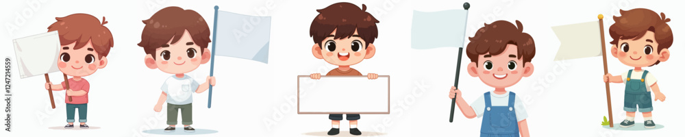 vector of a child carrying a plain white board vector of a child carrying a plain white board