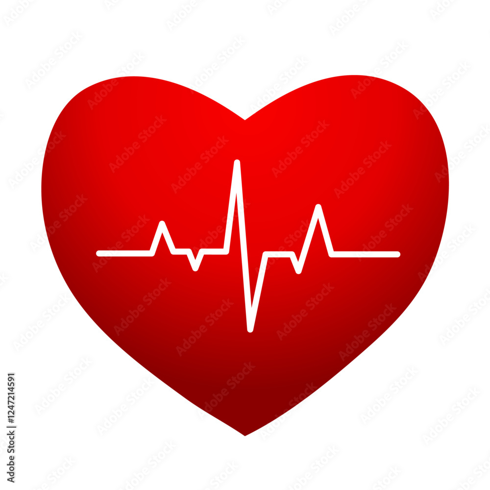 Red heart with a white electrocardiogram line symbolizing heartbeat, cardiology, and health care concepts Red heart with a white electrocardiogram line symbolizing heartbeat, cardiology, and health care concepts