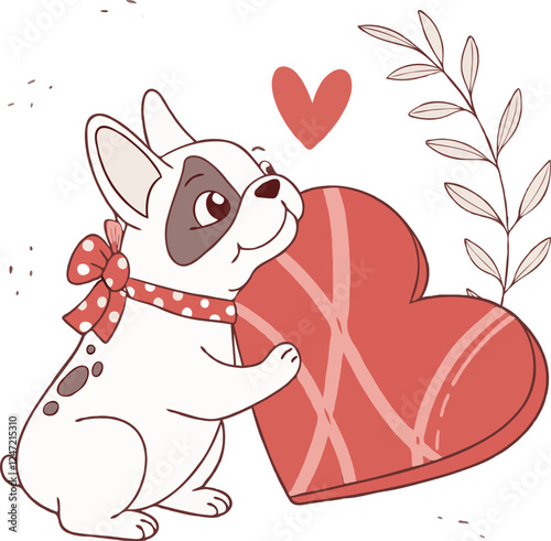 Valentine's French Bulldog with Heart