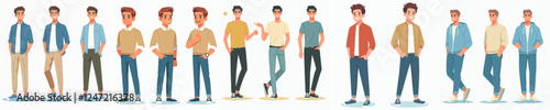 vector collection of young men standing in casual clothes