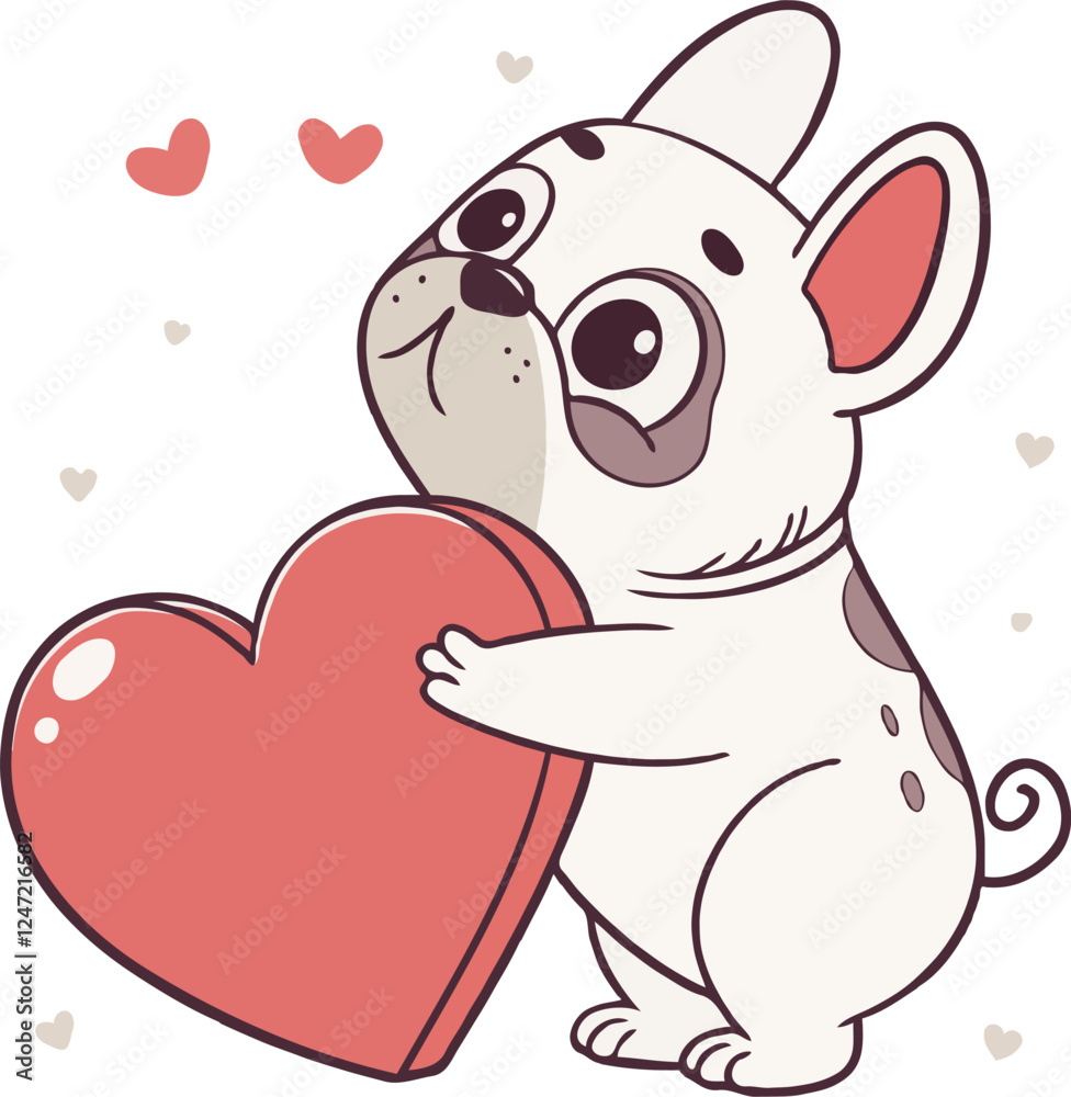 Fototapeta premium Valentine's French Bulldog with Heart