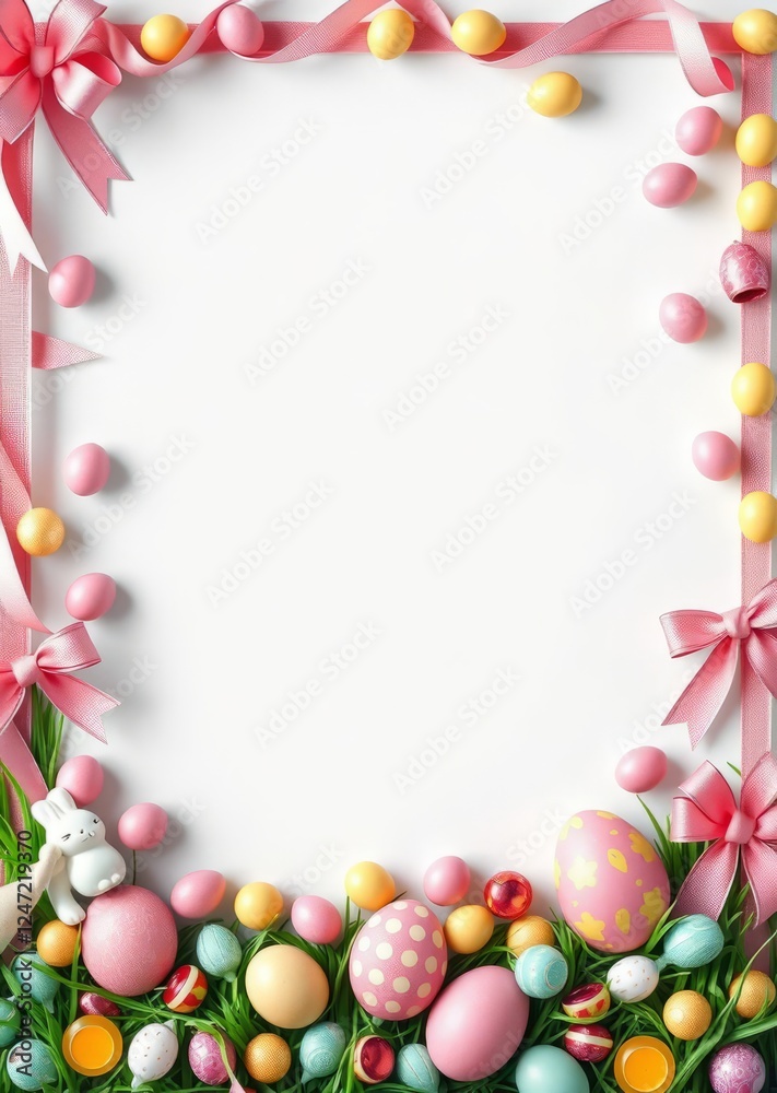 Happy easter frame with blank space for text chocolate eggs ribbon bows and candies easter concept easter border border easter spring decoration background card frame holiday Happy easter frame with blank space for text chocolate eggs ribbon bows and candies easter concept easter border border easter spring decoration background card frame holiday