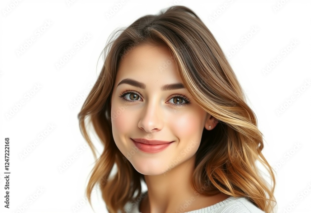 Half-length female portrait on white background Half-length female portrait on white background
