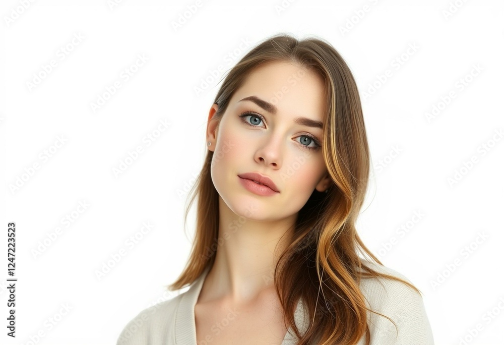 Half-length female portrait on white background Half-length female portrait on white background