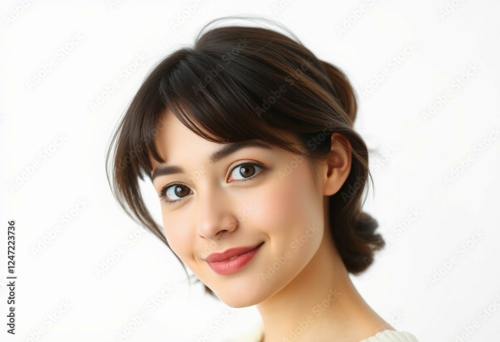 Half-length female portrait on white background Half-length female portrait on white background