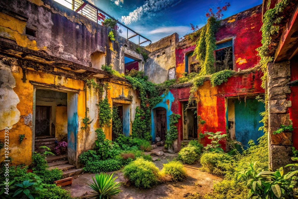 Fototapeta premium Urban Exploration Guerrero Abandoned City AI Photo