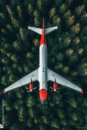 Aircraft in Flight with Dynamic Perspective photo