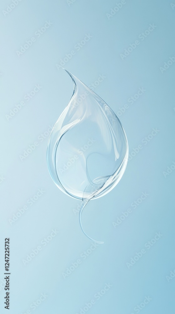 Abstract swirling transparent liquid form on blue background Abstract swirling transparent liquid form on blue background