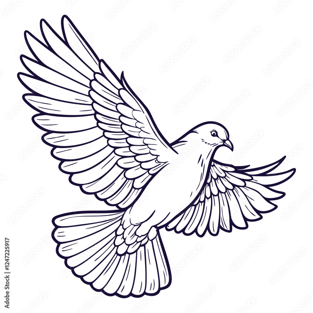 Obraz premium Dove black and white vector illustration design isolated on a white background