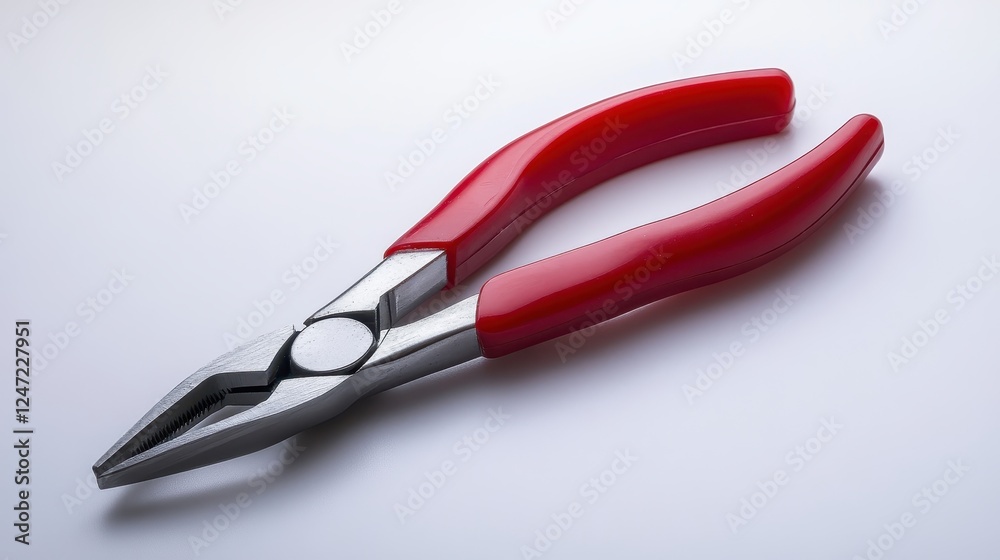 A single set of pliers isolated on a white surface, ideal for promoting DIY tool kits. A single set of pliers isolated on a white surface, ideal for promoting DIY tool kits.