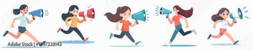 vector set of a person with a loudspeaker