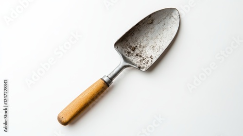 A single garden trowel isolated on a clean white surface, perfect for planting and gardening gear marketing.