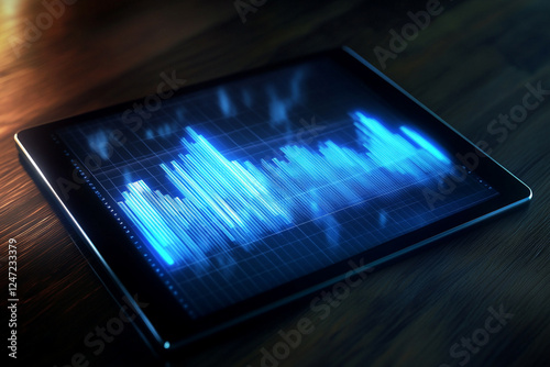 Income growth graph on a digital tablet photo