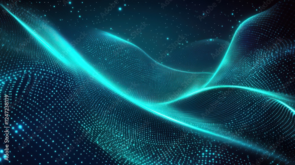 Abstract Digital Wave Background with Glowing Particles and Lines Abstract Digital Wave Background with Glowing Particles and Lines