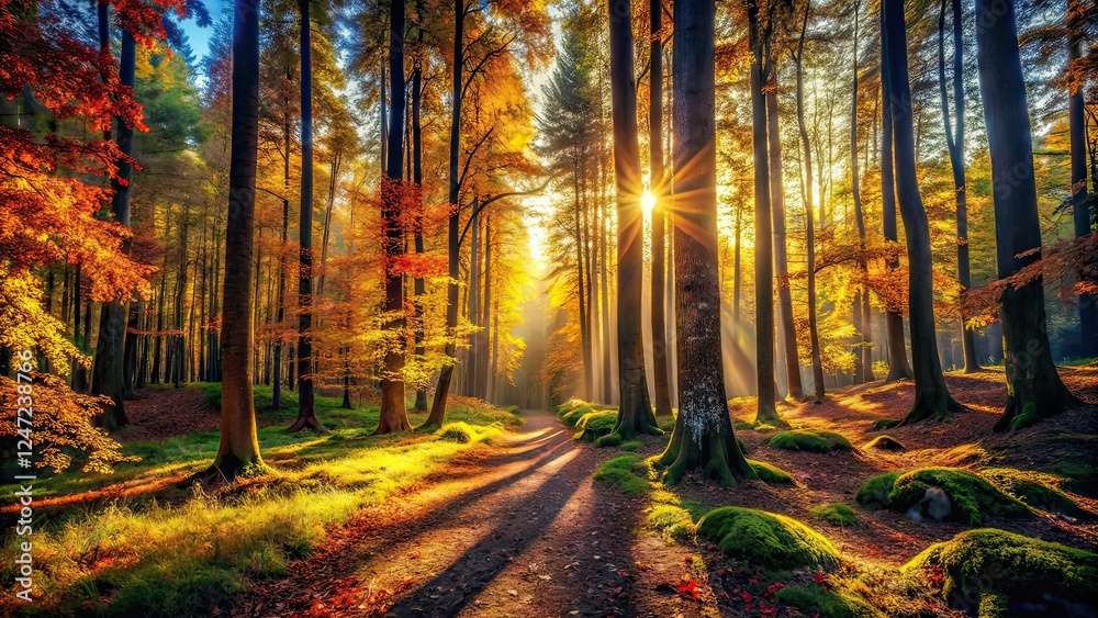 Obraz premium Vintage Forest Light & Shadow Photography AI Art