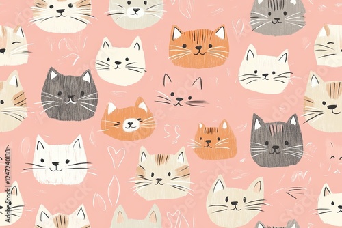 Fototapeta seamless pattern with cats