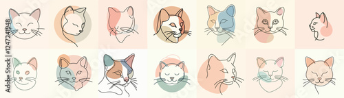 set vector head cat