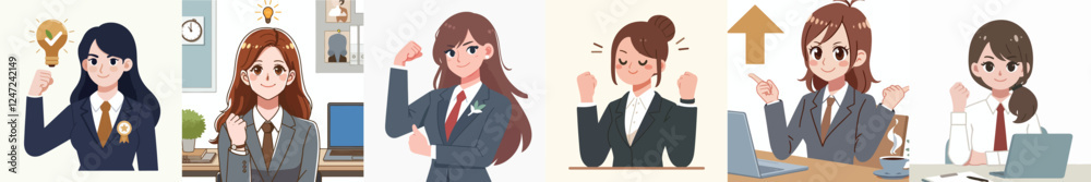 set vector business woman grow company economy set vector business woman grow company economy