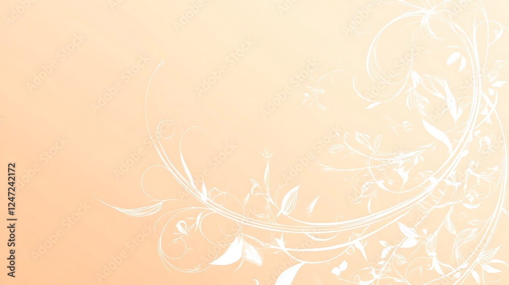 Elegant Peach Background With White Floral Design Elegant Peach Background With White Floral Design
