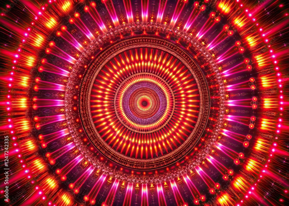 Fototapeta premium VJ Loop Circle Radial Geometric Patterns Audio Reactive Red Animation